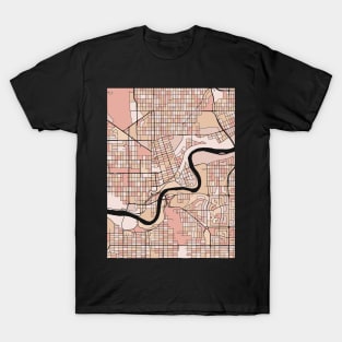 Edmonton Map Pattern in Soft Pink Pastels T-Shirt